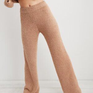 Aerie Women's Cappuccino Marshmallow Fluffy Pull On Wide Leg Lounge Pants Size M